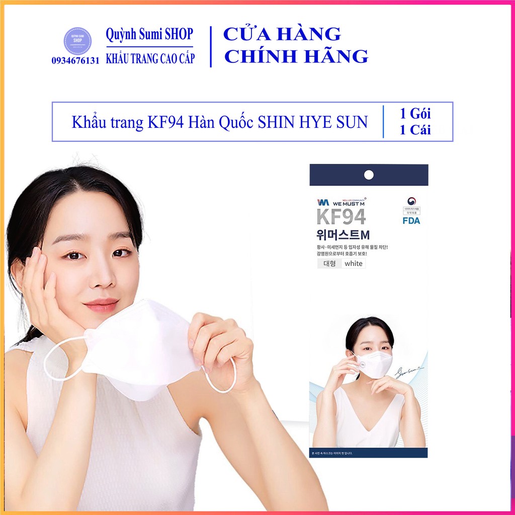 Khẩu trang 3D mask kf94 hàn quốc Shin hye sun màu trắng 1 túi 1 cái