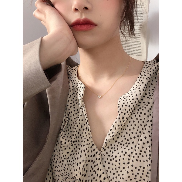 Vòng cổ Mặt Hình Trái Tim Đính Đá Zircon Thời Trang Cho Nữ