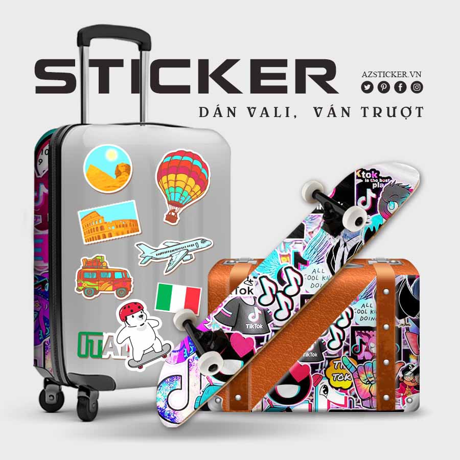 [100+] Sticker TikTok | Dán Nón Bảo Hiêm, Điện Thoại, Laptop, Bình Nước...Chống Nước, Chống Bay Màu