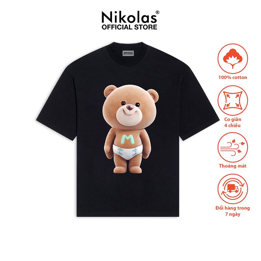 Áo Thun Unisex Nikolas 100% Cotton Teddy Bear