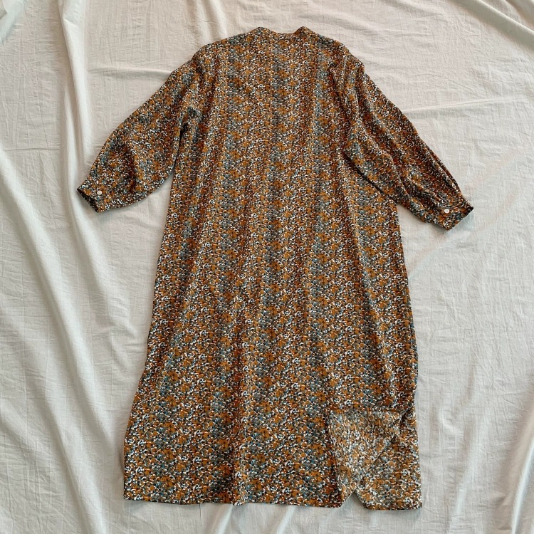 IELGY   Đầm Chiffon Dài Tay Cổ Tròn In Hoa Thời Trang