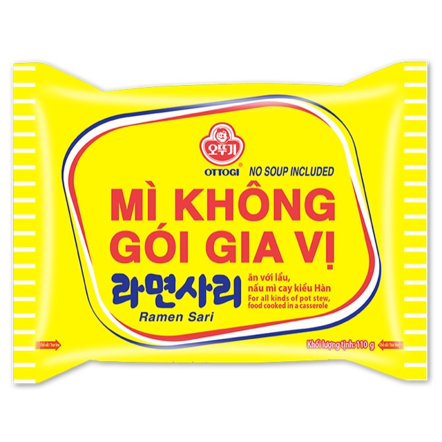 MÌ KHÔNG GÓI GIA VỊ OTTOGI 110g, mì UDON sợi to 100 g chuyên ăn lẩu, nấu mì cay