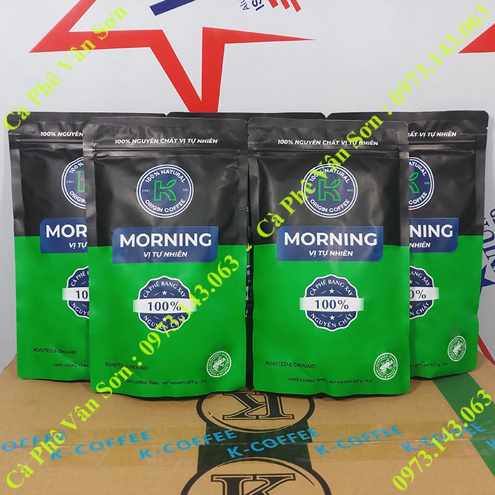 05 bịch cà phê rang xay K Coffee Morning Phúc Sinh vị tự nhiên 227g