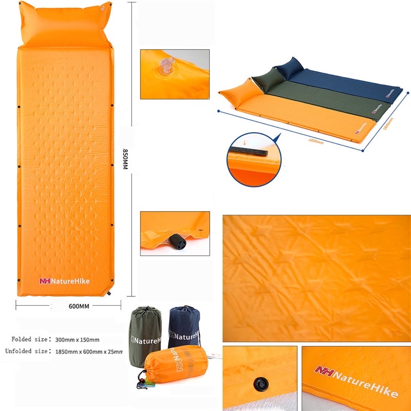 Đồ cắm trại Naturehike campoutvn nệm hơi tự bơm NH15Q002-D dã ngoại du lịch A398