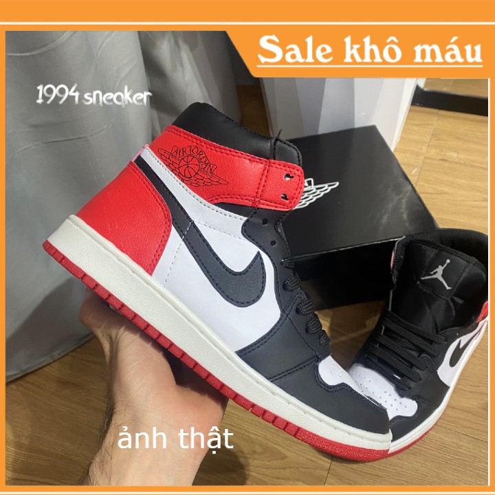 Giày jordan 1 cổ Cao❤️full bill + box❤️ jordan đen đỏ cổ cao [ảnh thật + video] jordan đỏ đen