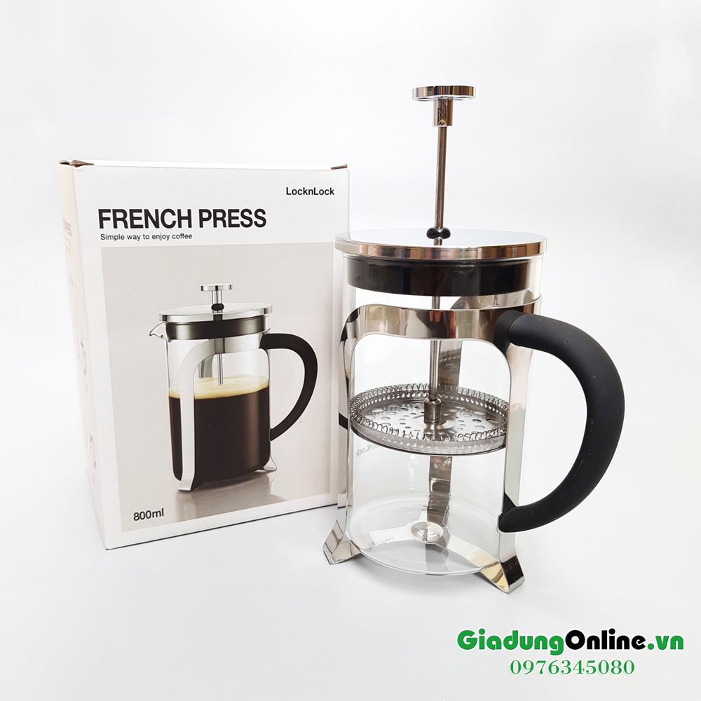 Bình Thủy Tinh Pha Trà, Pha Cà Phê French Press Lock&amp;Lock 800ml LLG019