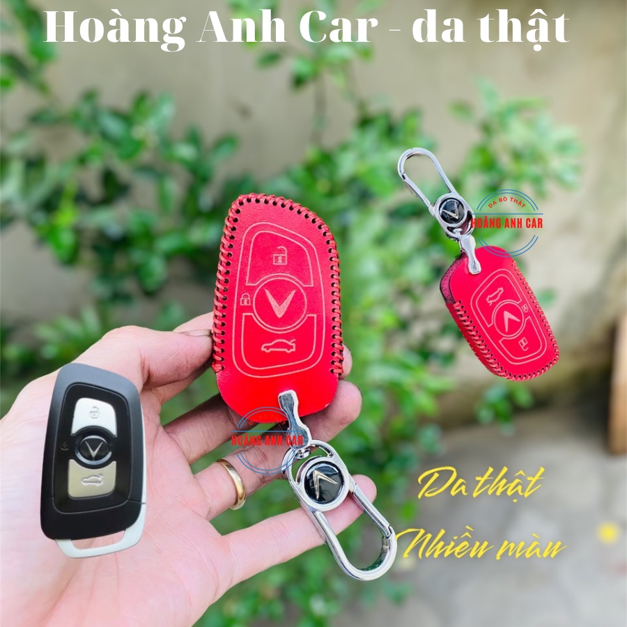 Bao da chìa khoá Vinfast Lux A2.0, SA2.0, Turbo handmade da thật khâu tay thủ công
