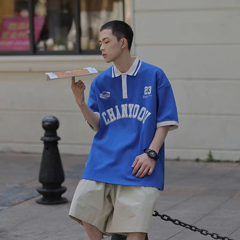 áo polo nam from rộng áo thun nam có cổ phong cách Hàn Quốc áo phông unisex Áo thun áo thun có cổ nữ bông áo phông polo nam thời trang áo polo oversize nam