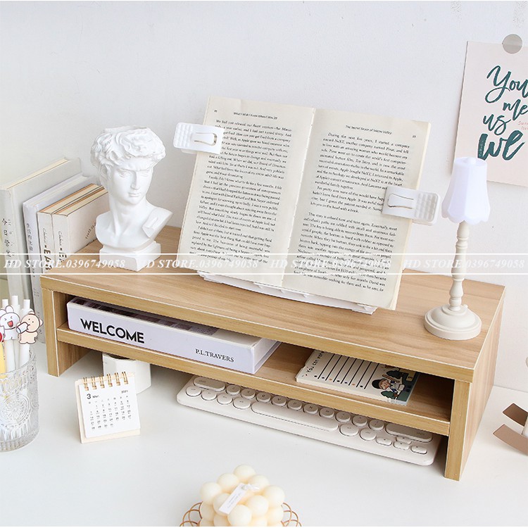 KỆ ĐỂ SÁCH - KỆ MÁY TÍNH - DECOR ⌨ LẮP GHÉP - 2 TẦNG ✨