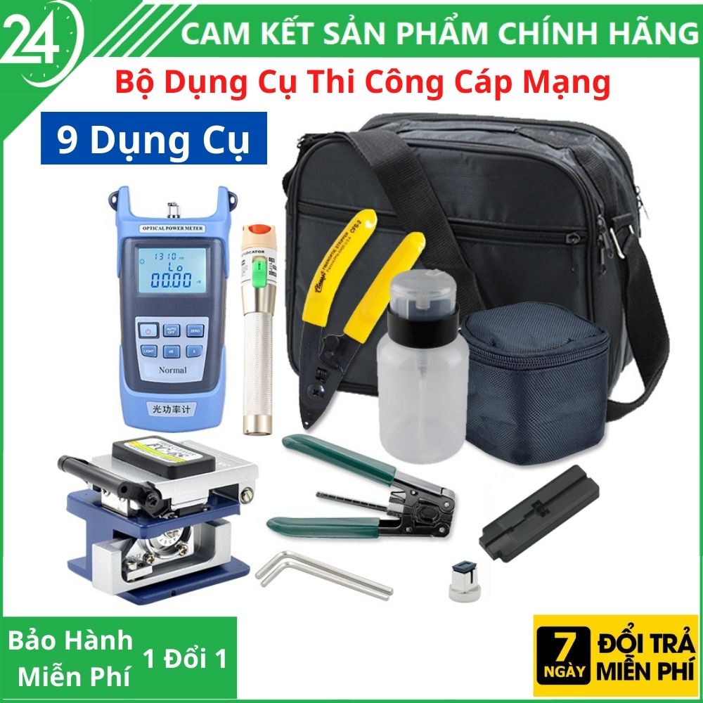 Bộ Dụng Cụ Thi Công Cáp Mạng 9 Món Kèm Bút Soi Quang 5KM Cao Cấp