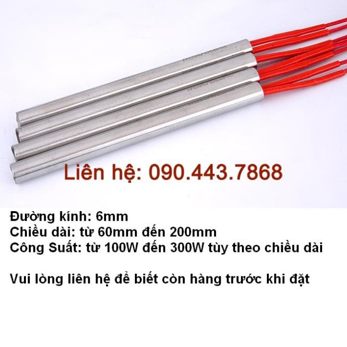 PHI 6 - Thanh gia nhiệt, que điện trở nhiệt sấy khuôn, điện áp 220V