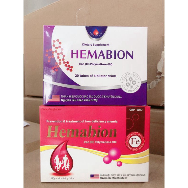 Hemabion giúp bổ sung sắt, acid folic giúp thai nhi phát triển khỏe mạnh cho phụ nữ mang thai - Hộp 20 ống (10ml)