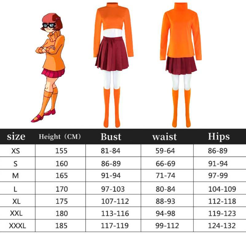 New Scooby-Doo Velma Cosplay Costume Movie Character Uniform Halloween Costume for Women Girls