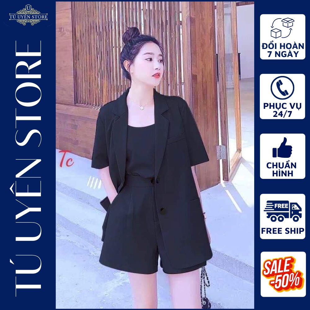 Sét Blazer áo Vest nữ cộc tay mix quần short nữ đùi Hàn Quốc, Đồ bộ nữ mùa hè cá tính đi chơi sang chảnh