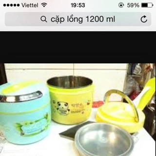Cặp lồng ủ giữ nhiệt hai lớp ruột inox 1,5 lít