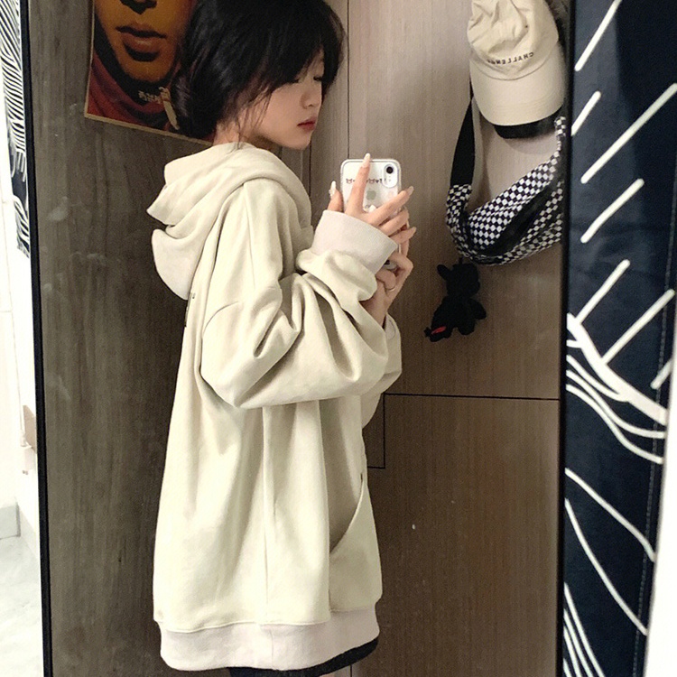 Áo hoodie Perty có mũ trùm đầu họa tiết chữ dáng rộng phong cách mùa thu Hàn Quốc thời trang dành cho nữ