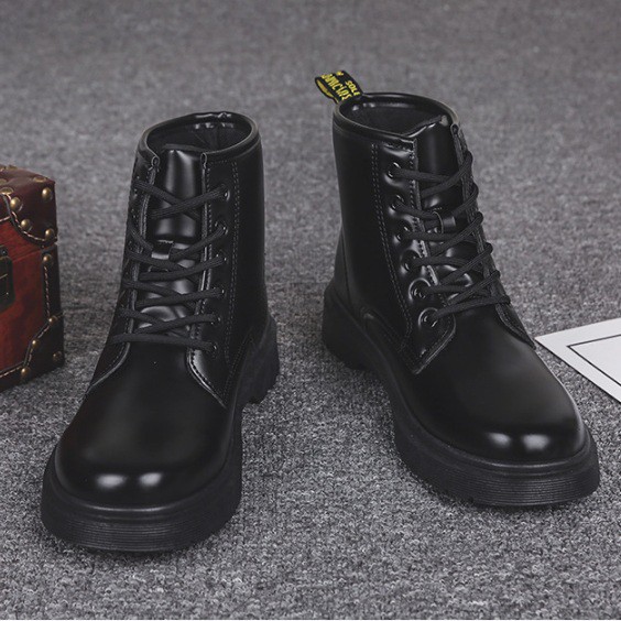 [CHUẨN ĐẸP] Giày boot combat nam da láng, giày bốt nam phong cách lính, cột dây cá tính SM024