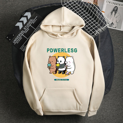 We Bare Bears Áo Hoodie Dài Tay In Hình Gấu Thời Trang Thu Đông