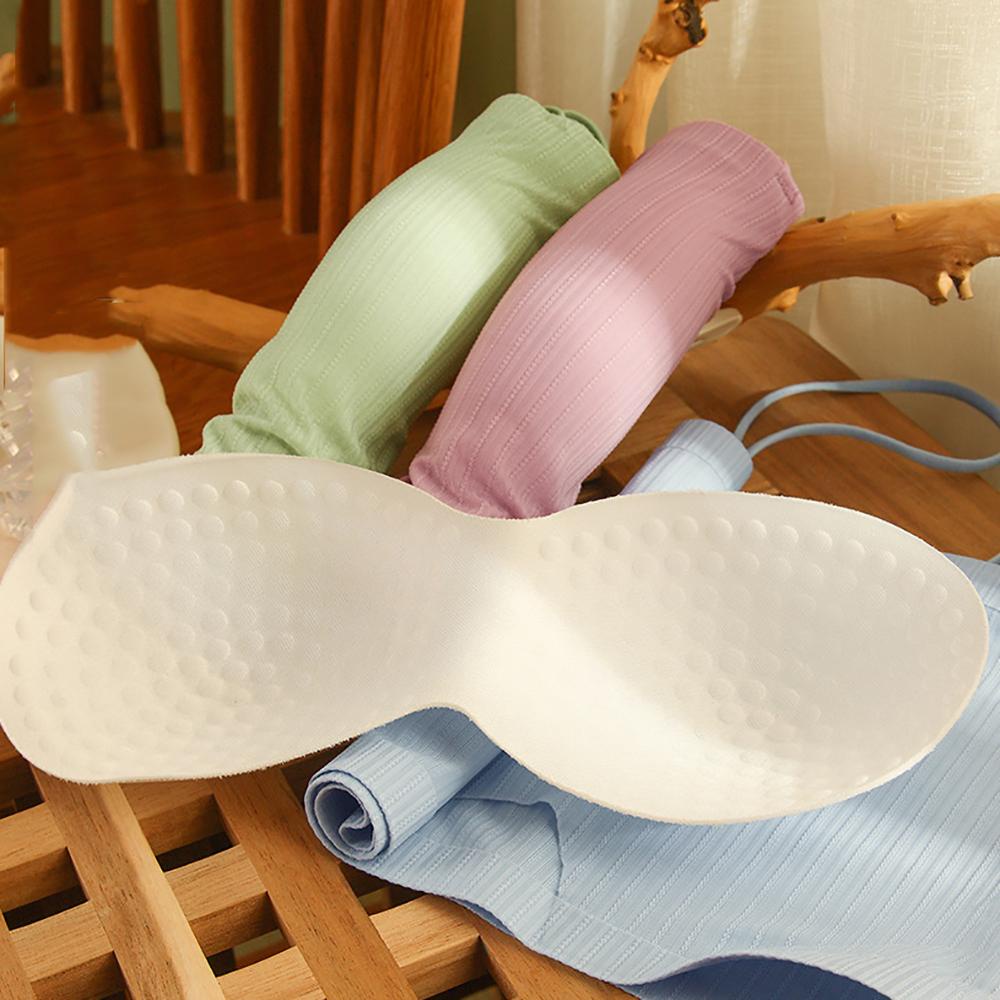 OCEANMAP Áo Ngực Một Mảnh Có Mút Đệm Kẻ Sọc Màu Trơn Thời Trang Dành Cho Bạn Nữ