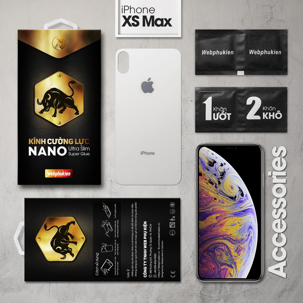 [Mã ELORDER5 giảm 10k đơn 20k] Cường lực iPhone XS Max hiệu Webphukien mặt sau