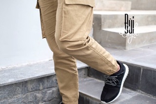 LINEN CARGO PANTS FOR MEN - Màu Be