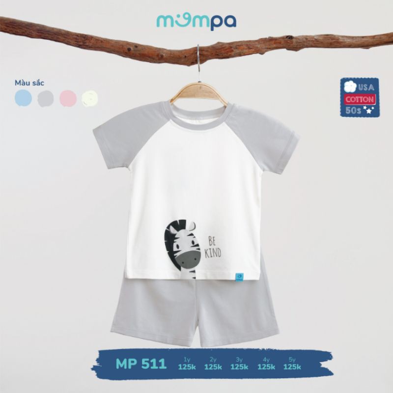 Bộ cộc tay cho bé trai-bé gái vải cotton organic Mompa MP511-601