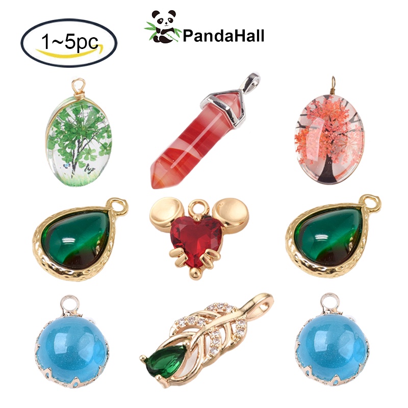 Set 1-5 Mặt Dây Chuyền Kính Bằng Đồng Thau Mạ Vàng 18K Độc Đáo