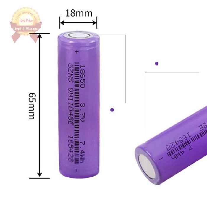 Cell pin 18650 sạc dự phòng sạc lại được dung lượng cao tới 5000mAh 2000mAh dùng cho quạt tích điện cầm tay mini