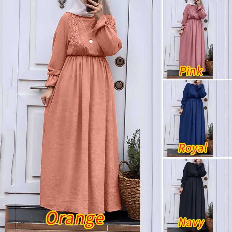 Zanzea Đầm Nữ Dài Phối Ren Phong Cách Hồi Giáo