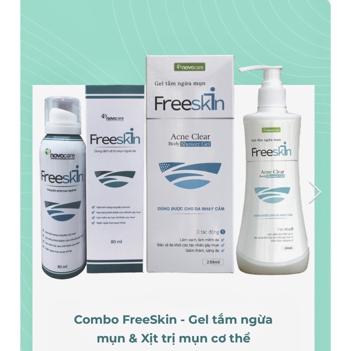 [CHÍNH HÃNG] XỊT MỤN LƯNG NGỰC VÀ GEL TẮM FREESKIN NOVOCARE