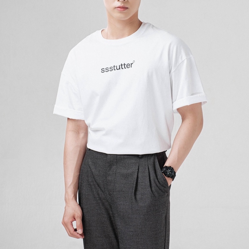 Áo thun nam nữ form refined fit SSSTUTTER form loose cotton thoáng mát in chữ SSSTUTTER TEE - SANS