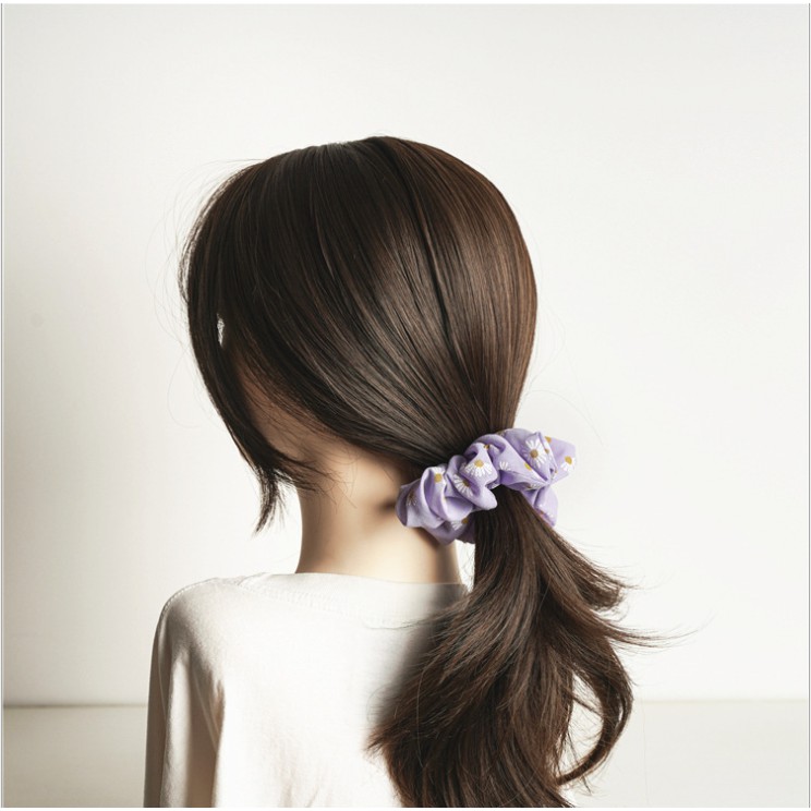 Dây buộc tóc scrunchies, dây cột tóc chun buộc tóc họa tiết xinh xắn màu tím Hàn Quốc - VHT SHOP