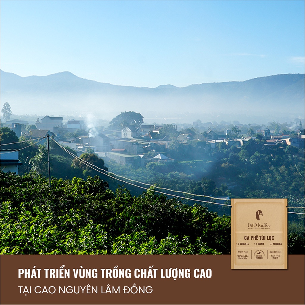 Cà Phê Phin Giấy Nguyên Chất Rang Mộc D&amp;D Kaffee - Tiện lợi đi du lịch - 12gr/Túi