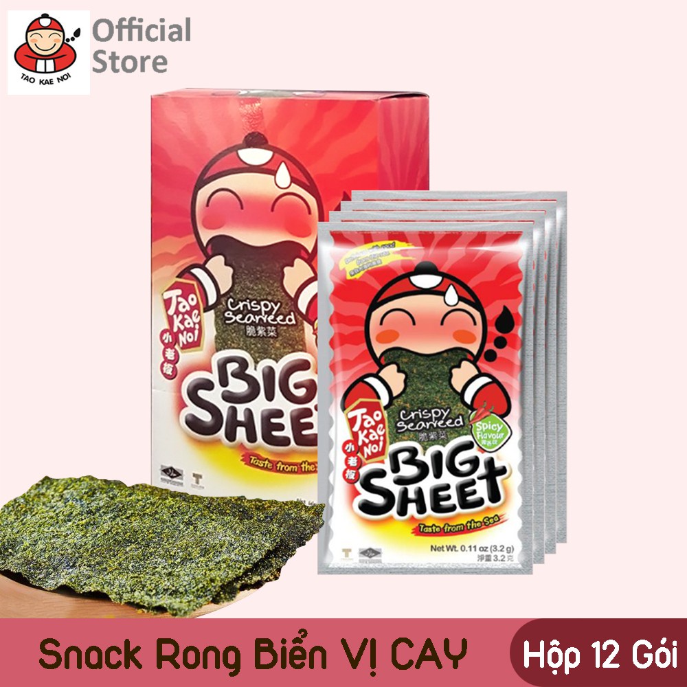 Hộp 12 Gói Snack Rong biển BIG SHEET Vị Truyền Thống -Gói 3.2g