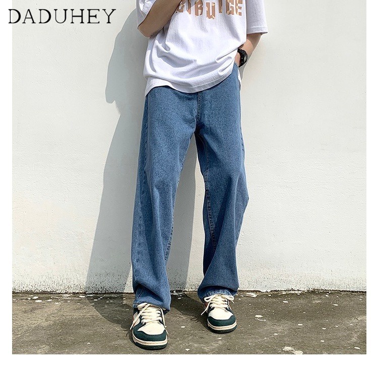 Quần jean dài ống suông rộng lưng cao phong cách đường phố thời trang cho nam