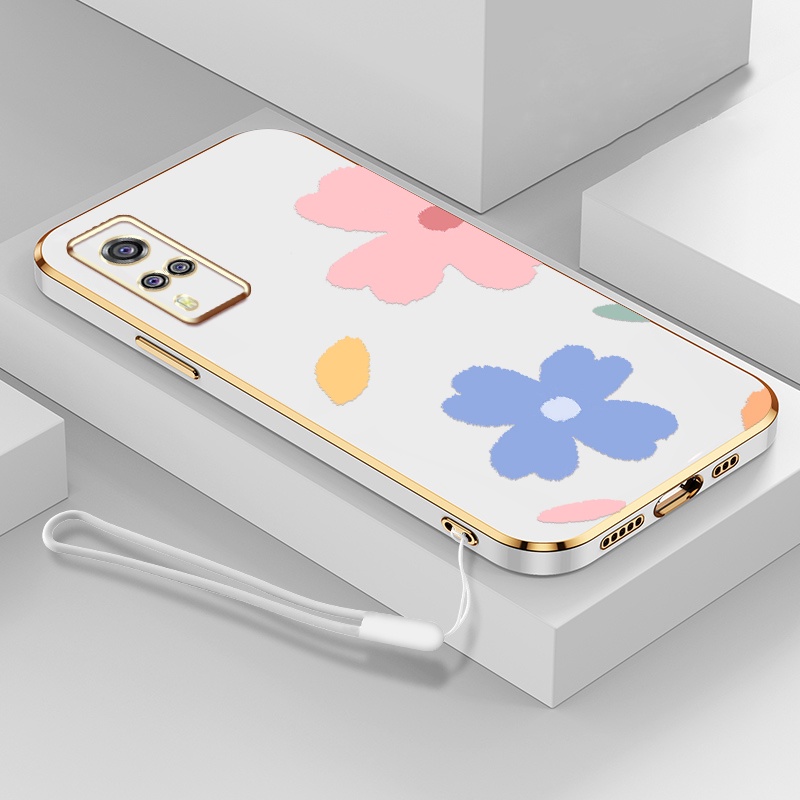 Ốp Điện Thoại TPU Silicone Mềm Mạ Điện Họa Tiết Hoa Cho VIVO Y51 2020 Y31 2020 2021 Y51A Y53S 4G Y72 5G Y52 5G IQOO Z3