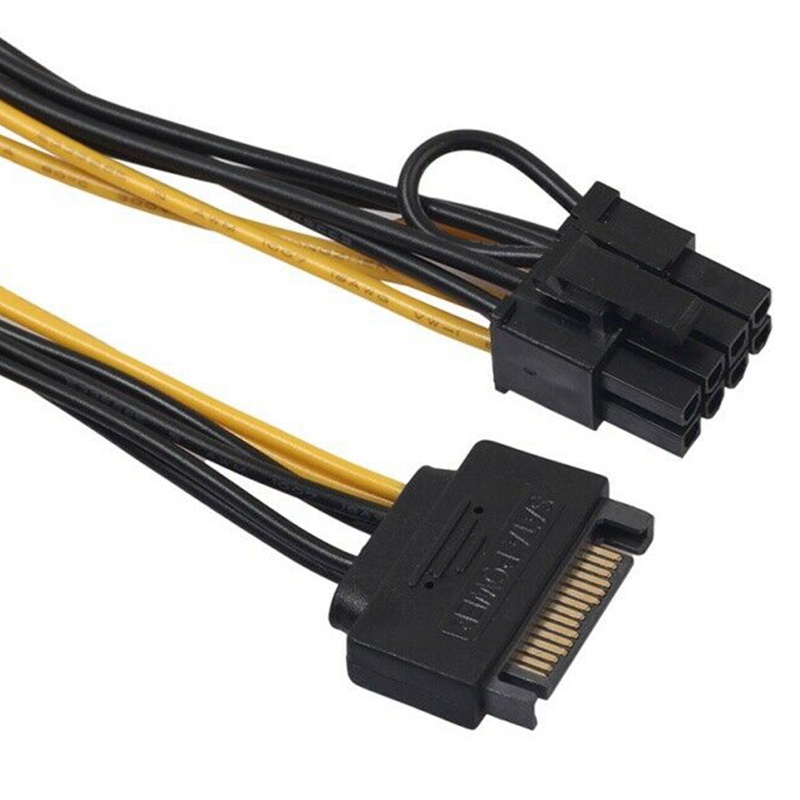 Cáp Chuyển Đổi 15-pin Sata Male Sang 8-pin (6 + 2) Pci-E Power Cable 15cm Sata | BigBuy360 - bigbuy360.vn