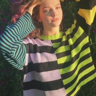 Áo sweater kẻ sọc màu sắc retro đơn giản trẻ trung
