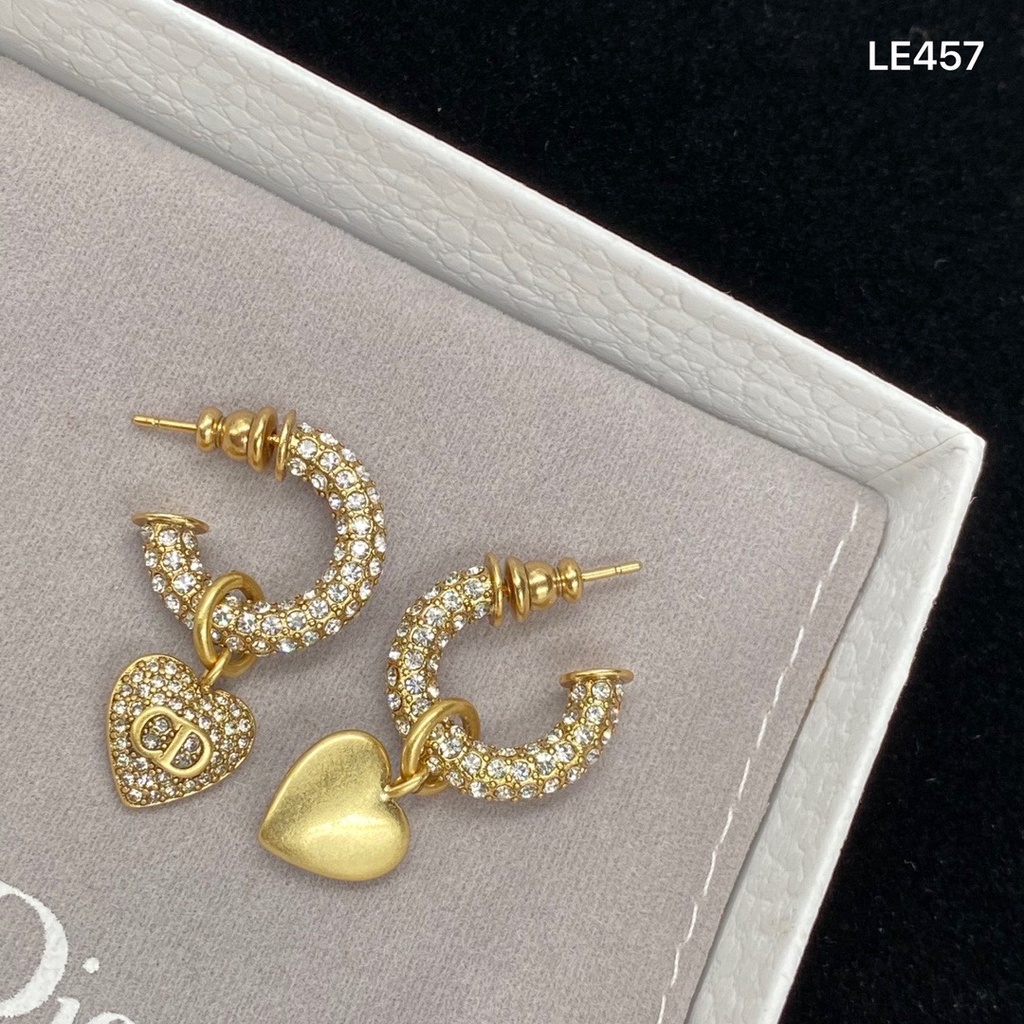 Khuyên Tai Đính Đá Họa Tiết Chữ Dior Thời Trang Thanh Lịch