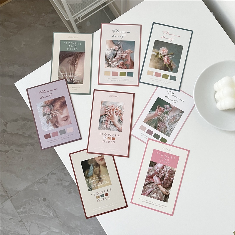 Ảnh trang trí dán tường hình decor vintage aesthetic retro set postcard bưu thiếp tranh giấy treo phòng học bàn học HERS