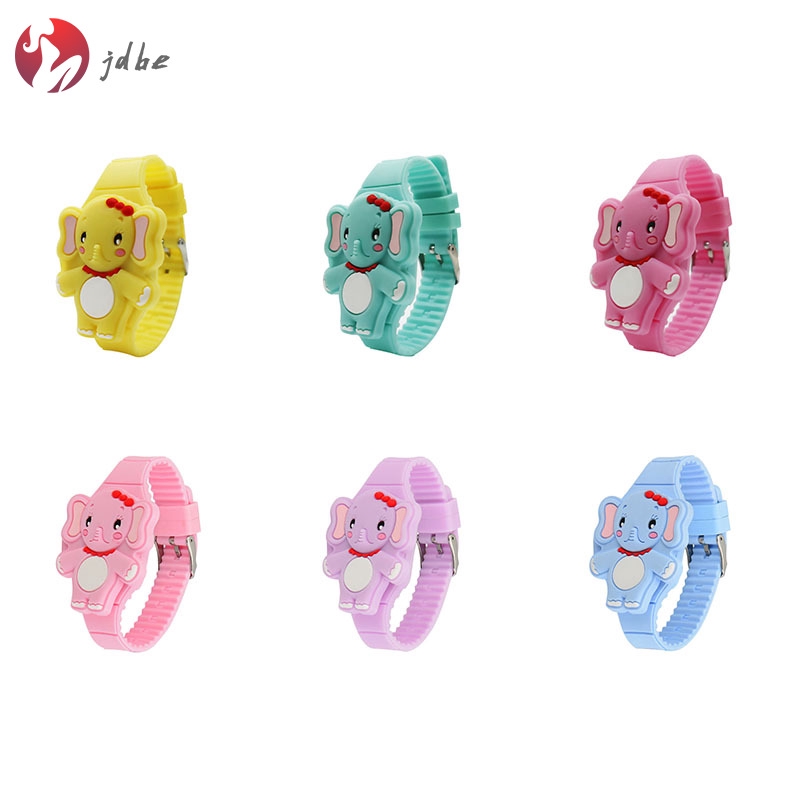 ✿JDBE✿ Girls Kids LED Electronic Watch Silicone Band Cartoon Elephant Flip Case Wrist Watch Lovely Gift