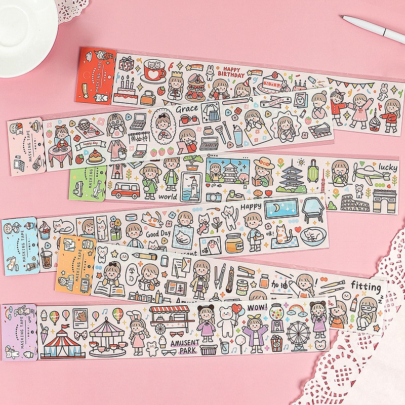 1 Cuộn Băng Keo Dán Washi 60x350mm