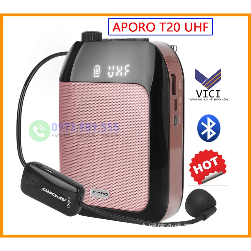 Máy Trợ Giảng APORO T20 UHF Bluetooth, Pin Lâu, Âm Thanh To Rõ, Kết Nối Bluetooth, Bảo Hành Chính Hãng