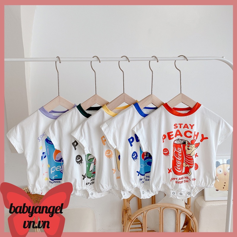 Bộ Áo Liền Quần Cotton Mềm Mại In Họa Tiết Hoạt Hình Thời Trang Mùa Hè Cho Bé Trai Và Gái 0-2 Tuổi