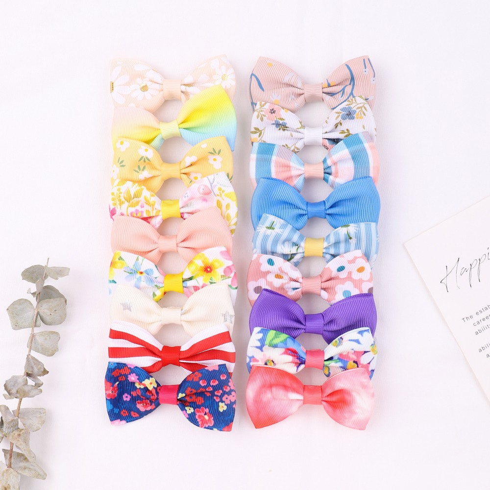 2 Kẹp tóc KIDSBOWS hình nơ họa tiết hoa thời trang cho bé gái