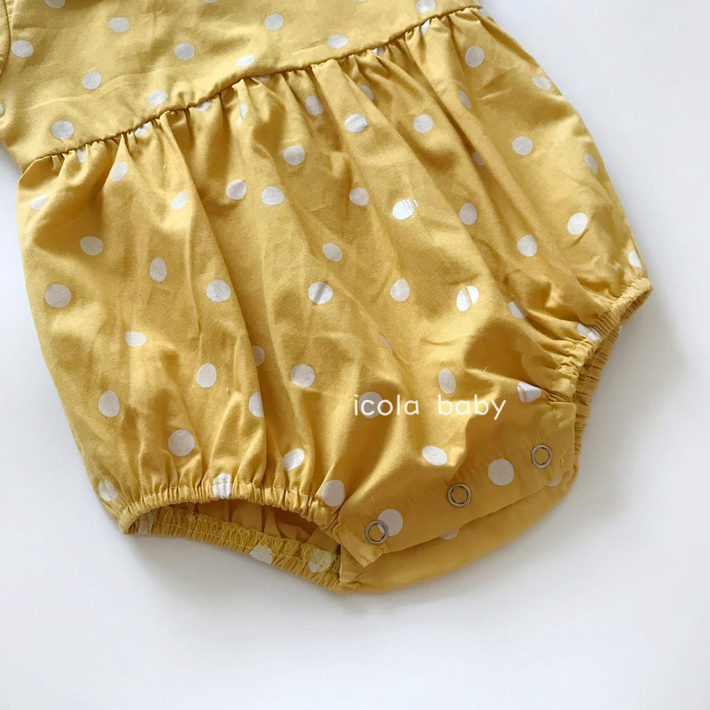 Áo Liền Quần Họa Tiết Chấm Bi Kèm Băng Đô Dễ Thương Dành Cho Bé Gái