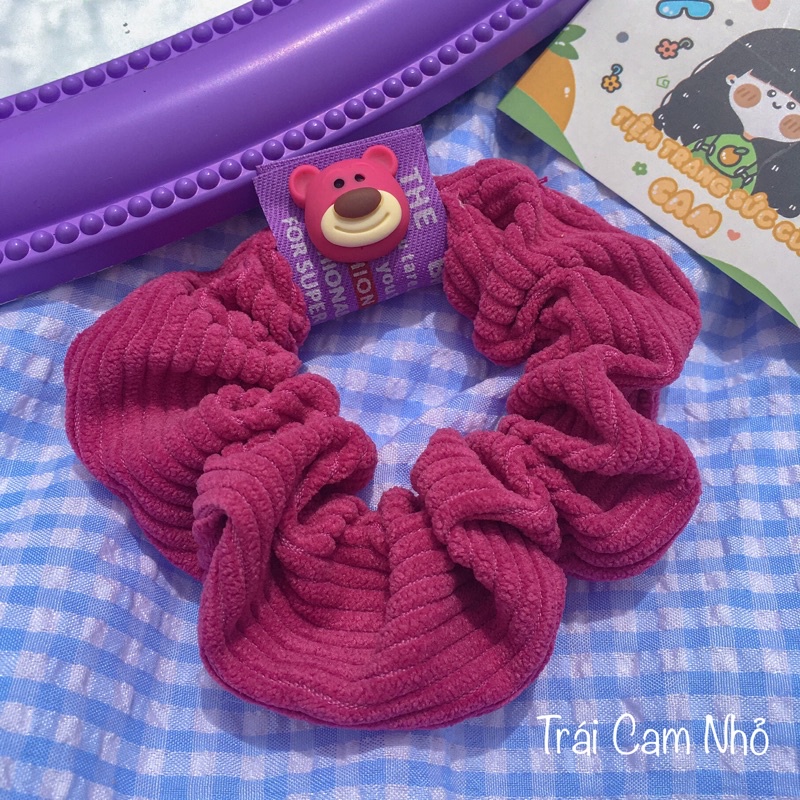Dây cột tóc - scrunchies Gấu Dâu