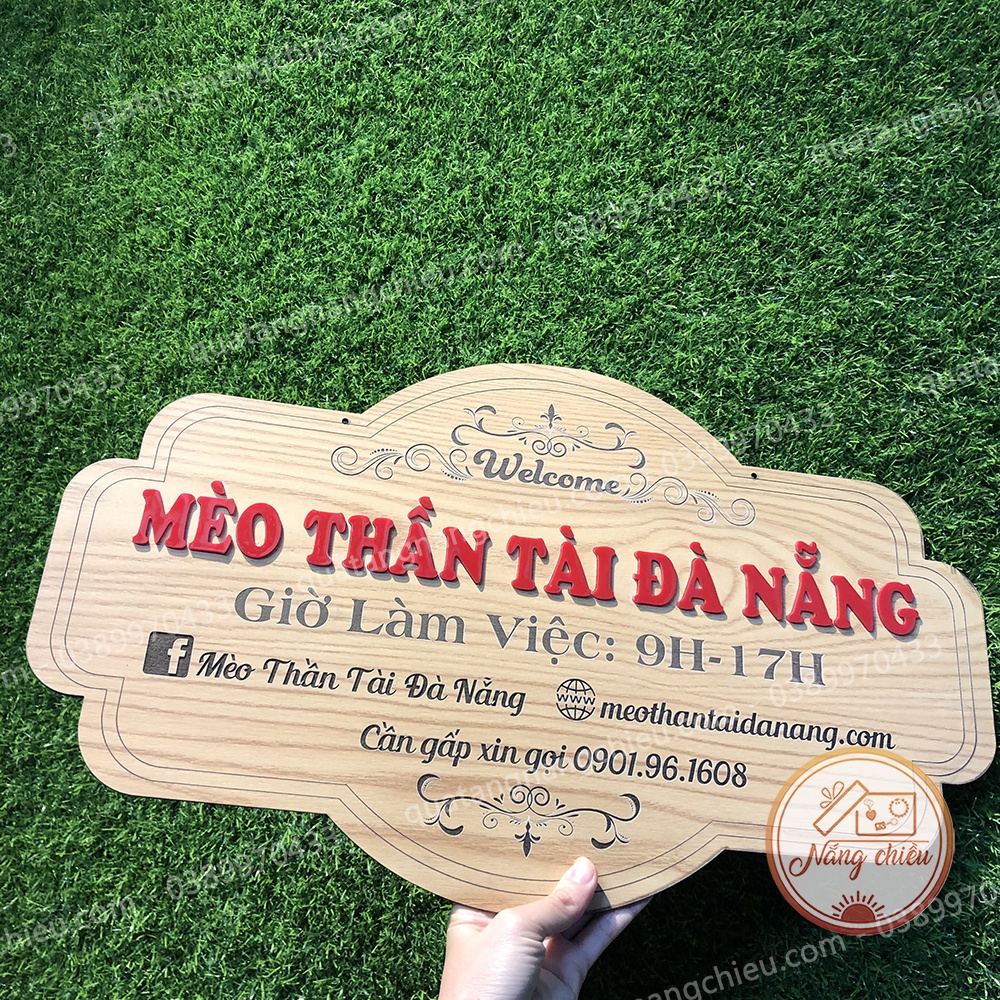 Bảng hiệu gỗ treo shop size lớn - Bảng trang trí shop bán hàng - Kích thước 35x55cm