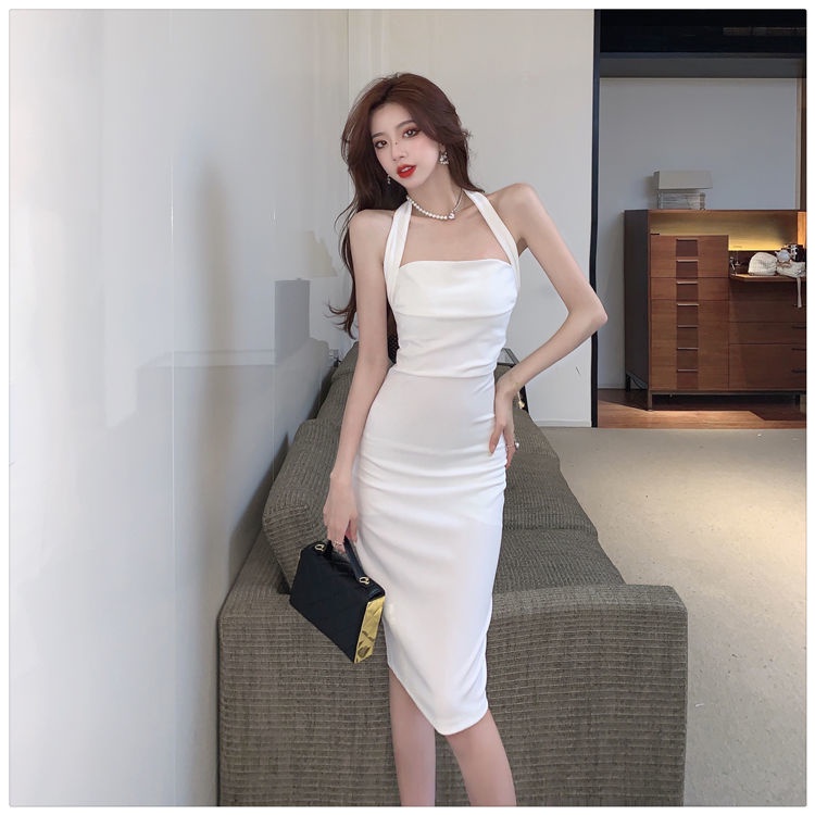 Váy màu trắng 2 dây tôn dáng Đầm dài ôm body sezy đi tiệc thường ngày Hoạ tiết sang chảnh V063 vải mắt đẹp