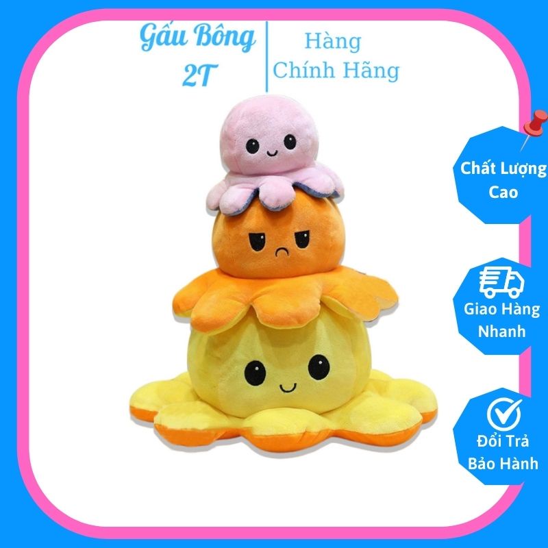 Gấu Bông Gối Ôm Đồ Chơi Cho Bé Bạch Tuộc Cảm Xúc Nhiều Màu Vải Nhung Cao Cấp Lót Bông Gòn Dày Dặn